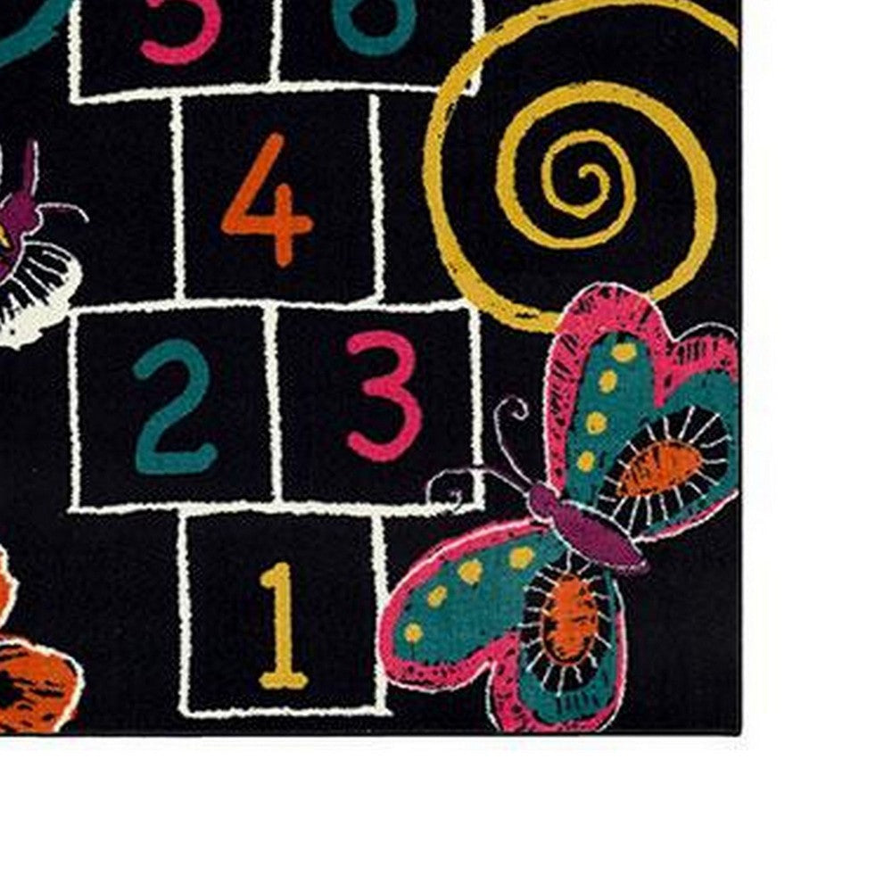 Liya 5 x 8 Medium Area Rug Fun Hopscotch Machine Made Nylon Multicolor By Casagear Home BM310985