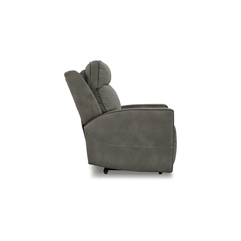 Savi 42 Inch Chair Power Recliner Cushioned and Adjustable Headrest Slate By Casagear Home BM310991