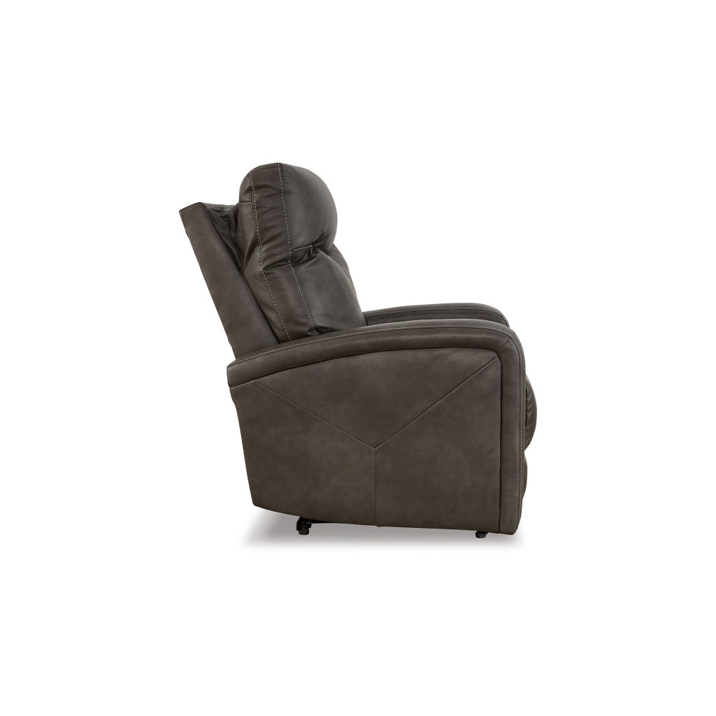 Aji 41 Inch Chair Power Recliner with Adjustable Headrest Quarry Gray By Casagear Home BM310994