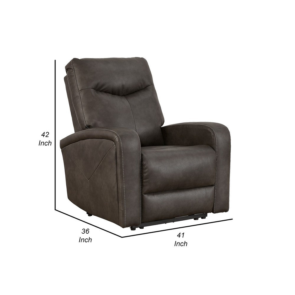 Aji 41 Inch Chair Power Recliner with Adjustable Headrest Quarry Gray By Casagear Home BM310994