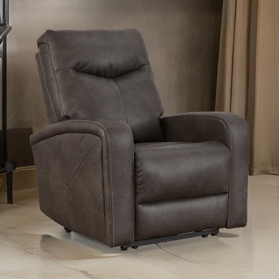 Aji 41 Inch Chair Power Recliner with Adjustable Headrest Quarry Gray By Casagear Home BM310994