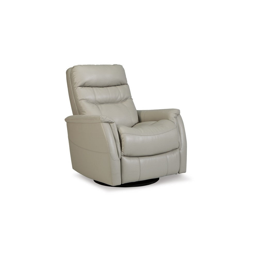 42 Inch Chair, Swivel Glider Recliner, Cushioned Seat, Dove Gray Upholstery By Casagear Home