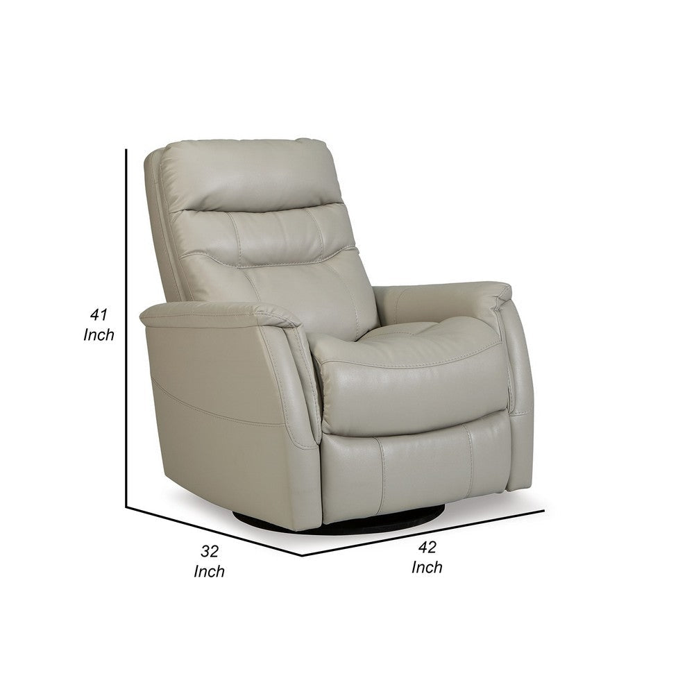 42 Inch Chair Swivel Glider Recliner Cushioned Seat Dove Gray Upholstery By Casagear Home BM310995