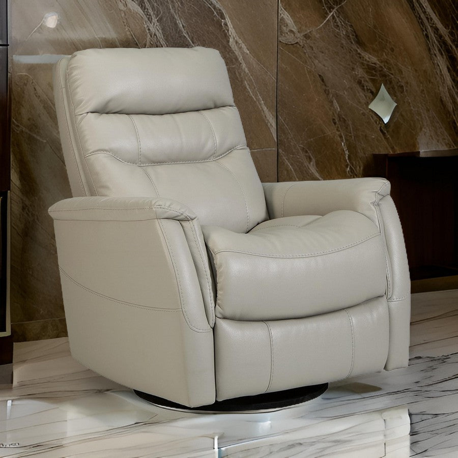 42 Inch Chair Swivel Glider Recliner Cushioned Seat Dove Gray Upholstery By Casagear Home BM310995