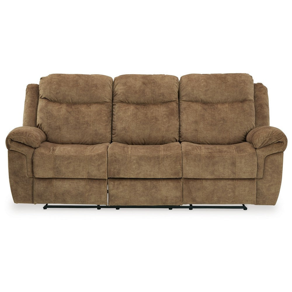 Kila 87 Inch Recliner Sofa Drop Down Table Cushioned Nutmeg Polyester By Casagear Home BM310998