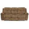 Kila 87 Inch Recliner Sofa Drop Down Table Cushioned Nutmeg Polyester By Casagear Home BM310998