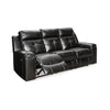 88 Inch Manual Reclining Sofa Blue LED Lighting Black Faux Leather By Casagear Home BM311000