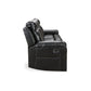 88 Inch Manual Reclining Sofa Blue LED Lighting Black Faux Leather By Casagear Home BM311000