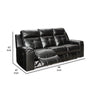 88 Inch Manual Reclining Sofa Blue LED Lighting Black Faux Leather By Casagear Home BM311000