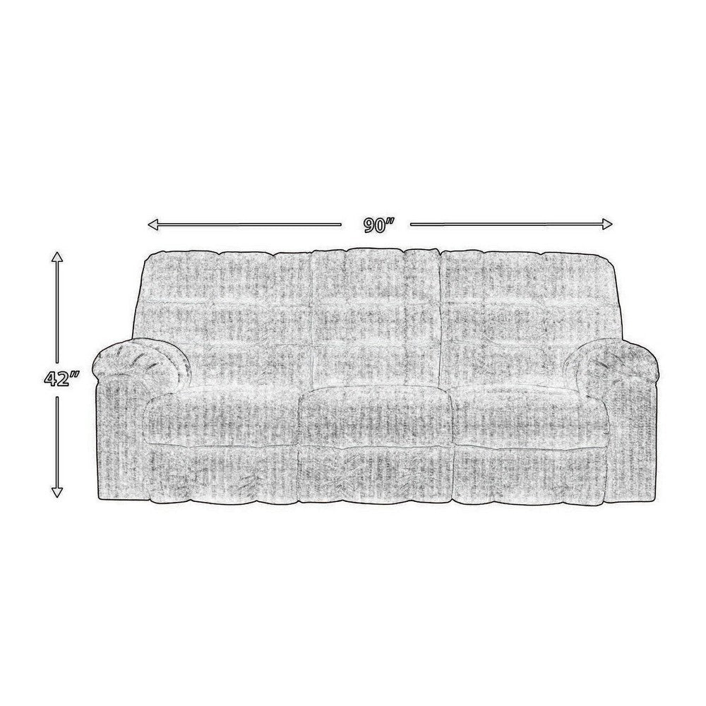 90 Inch Reclining Sofa With Drop Down Table 2 Cup Holder Slate Polyester By Casagear Home BM311001