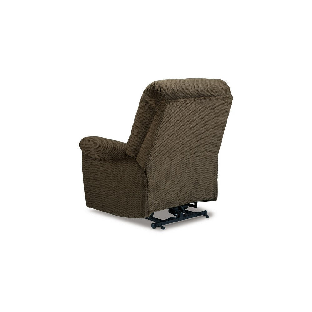 Qog 43 Inch Chair Power Lift Recliner Cushioned Chocolate Polyester By Casagear Home BM311002