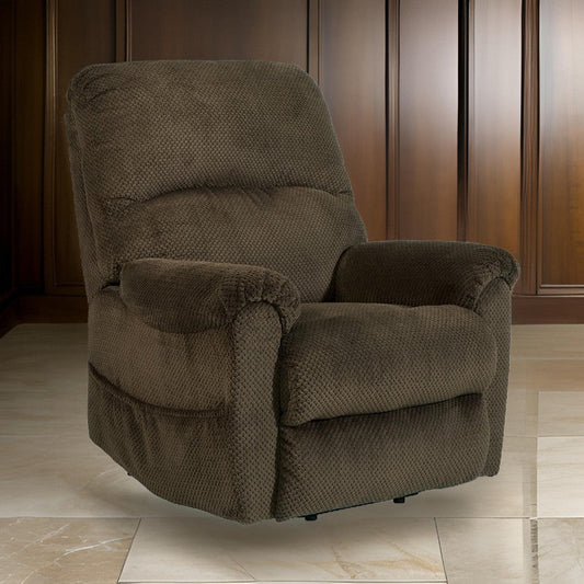 Qog 43 Inch Chair Power Lift Recliner Cushioned Chocolate Polyester By Casagear Home BM311002