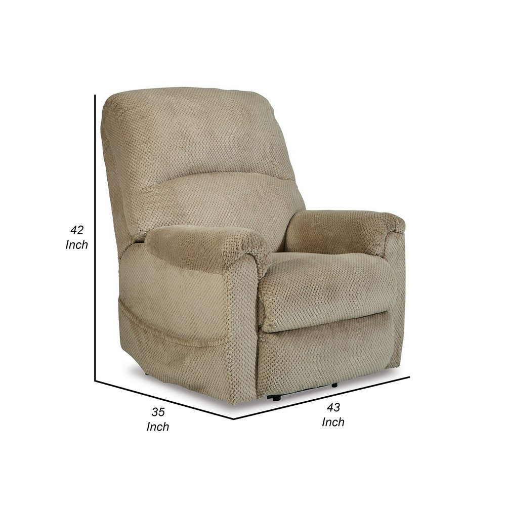 Qog 43 Inch Chair Power Lift Recliner Cushioned Seat Toast Polyester By Casagear Home BM311003