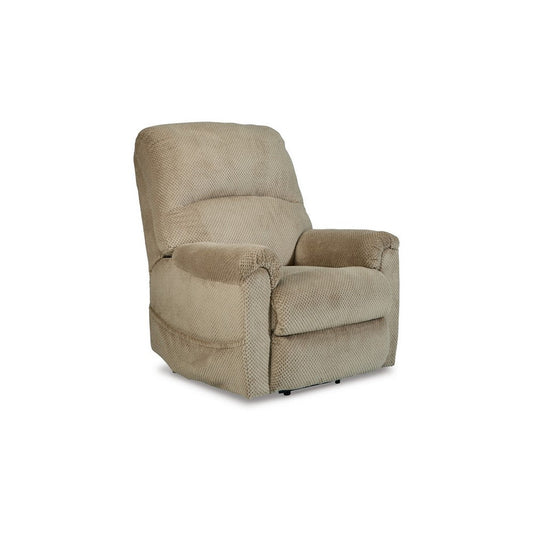 Qog 43 Inch Chair, Power Lift Recliner, Cushioned Seat, Toast Polyester By Casagear Home