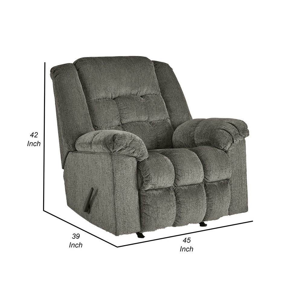 Ens 45 Inch Chair Manual Rocker Recliner Cushioned Putty Polyester By Casagear Home BM311004