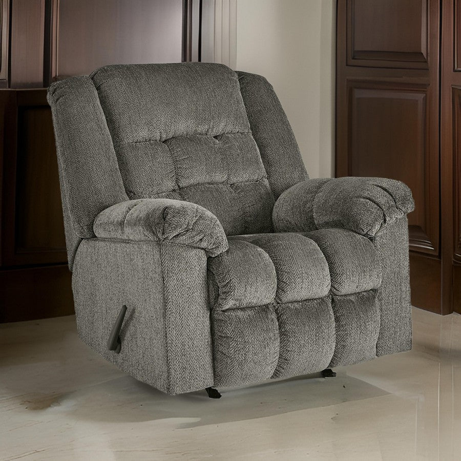 Ens 45 Inch Chair Manual Rocker Recliner Cushioned Putty Polyester By Casagear Home BM311004