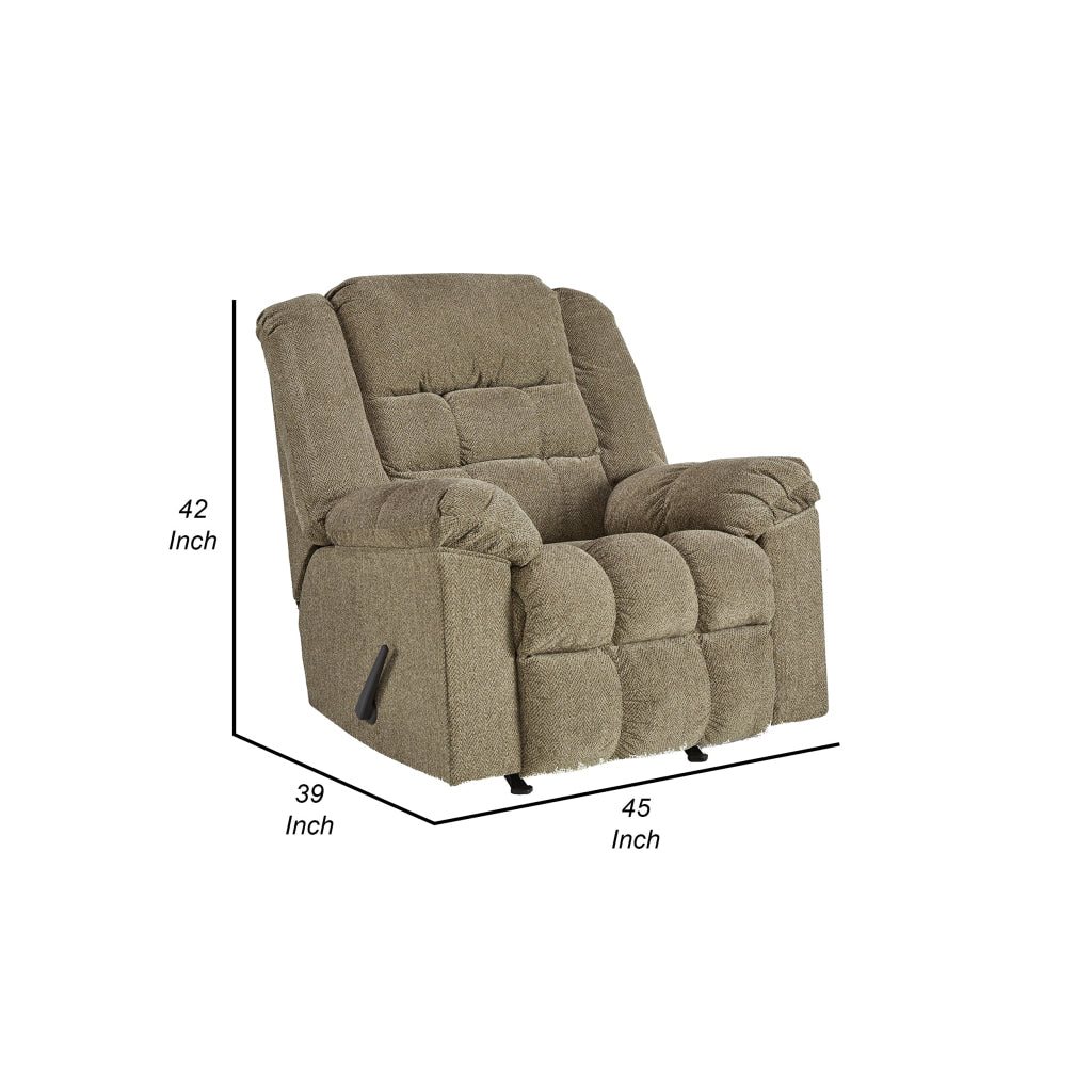 Ens 45 Inch Chair Manual Rocker Recliner Cushioned Briar Polyester By Casagear Home BM311005