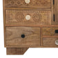 Blan 63 Inch TV Media Console 9 Drawer 3 Doors Hand Carved Mango Wood By Casagear Home BM311028