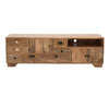 Blan 63 Inch TV Media Console 9 Drawer 3 Doors Hand Carved Mango Wood By Casagear Home BM311028