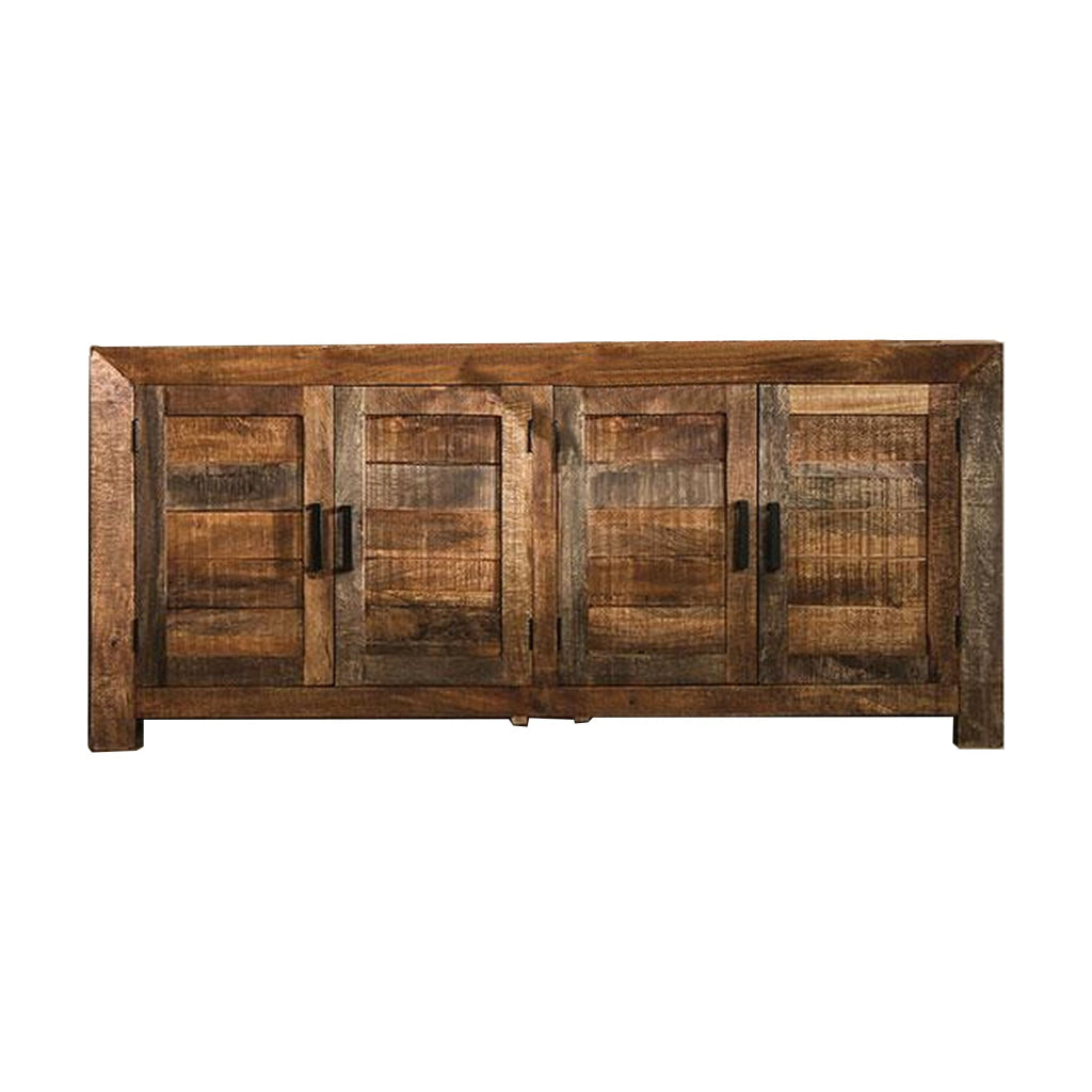 Agon 75 Sideboard Cabinet 4 Doors Mitered Mango Wood Natural Brown By Casagear Home BM311043