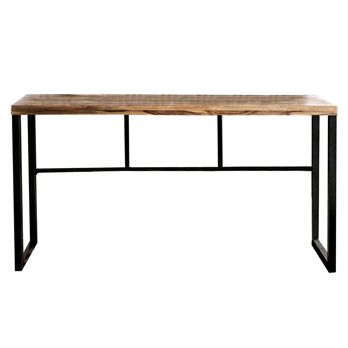 Larke 69 Inch Bar Table Welded Black Steel Frame Rosewood Natural Brown By Casagear Home BM311045