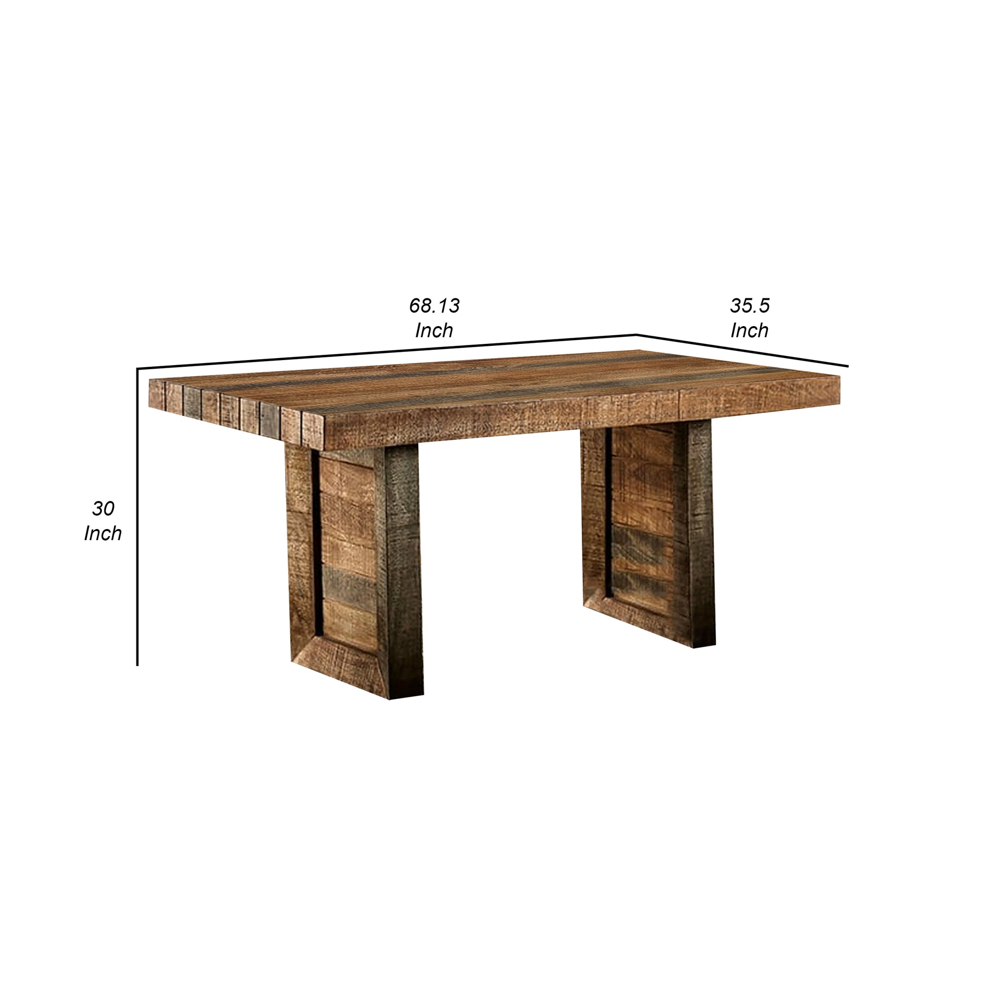 Agon 68 Inch Dining Table Mitered Corners Mango Wood Natural Brown By Casagear Home BM311051