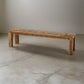 Agon 68 Inch Dining Bench, Mitered Corner, Rough Sawn, Natural Mango Wood By Casagear Home