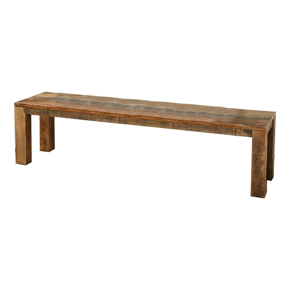 Agon 68 Inch Dining Bench Mitered Corner Rough Sawn Natural Mango Wood By Casagear Home BM311054