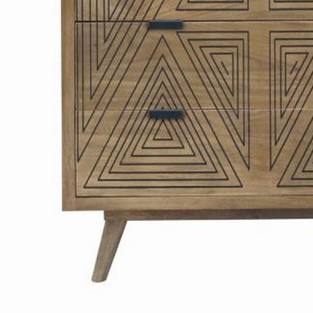 Zaha 36 Inch Dresser Chest 8 Drawers Angled Leg Mango Wood Natural By Casagear Home BM311057