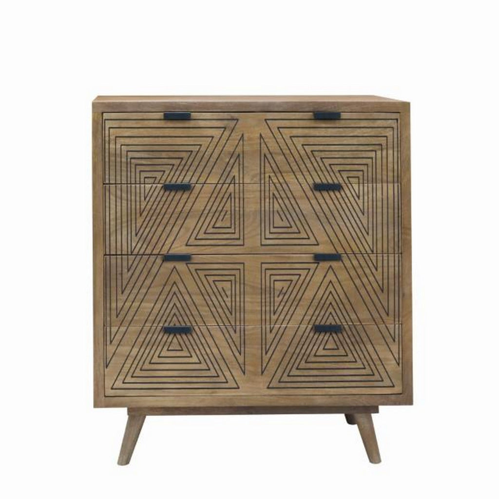 Zaha 36 Inch Dresser Chest 8 Drawers Angled Leg Mango Wood Natural By Casagear Home BM311057