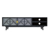 Zaha 56 Inch TV Media Console 2 Door Screen Print Black Mango Wood By Casagear Home BM311060