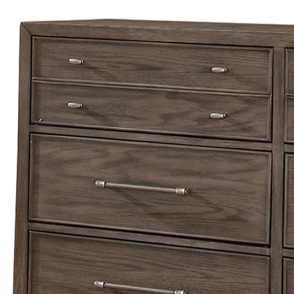 57 Inch Wide Dresser Chest 8 Drawers Solid Wood in a Warm Gray Finish By Casagear Home BM311065