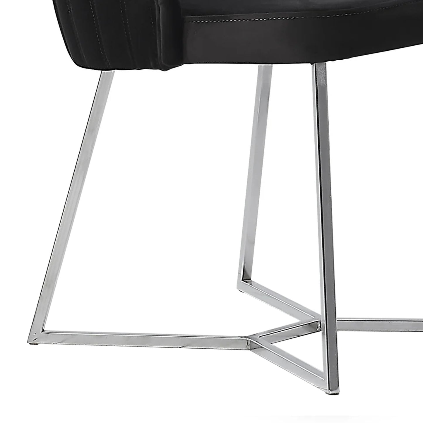 19 Inch Side Chair Set of 2 Channel Tufted Microfiber Black Chrome By Casagear Home BM311067