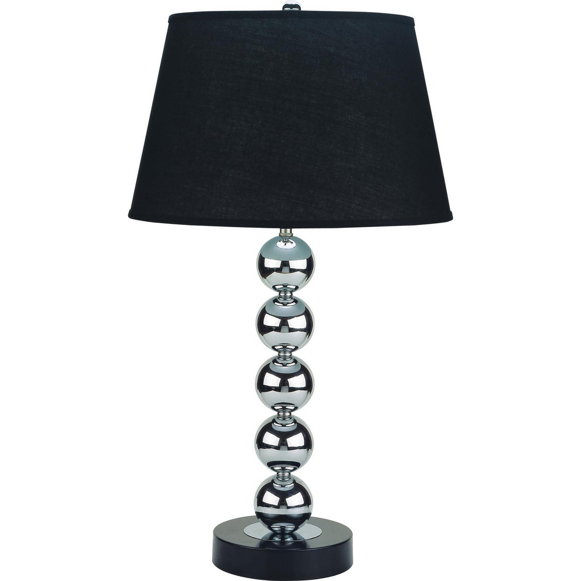 16 Inch Table Lamp Set of 2 5 Ball Stem Round Base Chrome Metal Black By Casagear Home BM311078