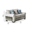 Beni 75 Inch Loveseat Rolled Arms 5 Pillows Nailhead Trim Beige Blue By Casagear Home BM311102