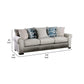 Beni 100 Inch Sofa Rolled Arms 5 Pillows Nailhead Trim Beige Blue By Casagear Home BM311103