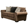 Beni 75 Inch Loveseat, Rolled Arms, 5 Pillows, Nailhead Trim, Beige, Brown By Casagear Home