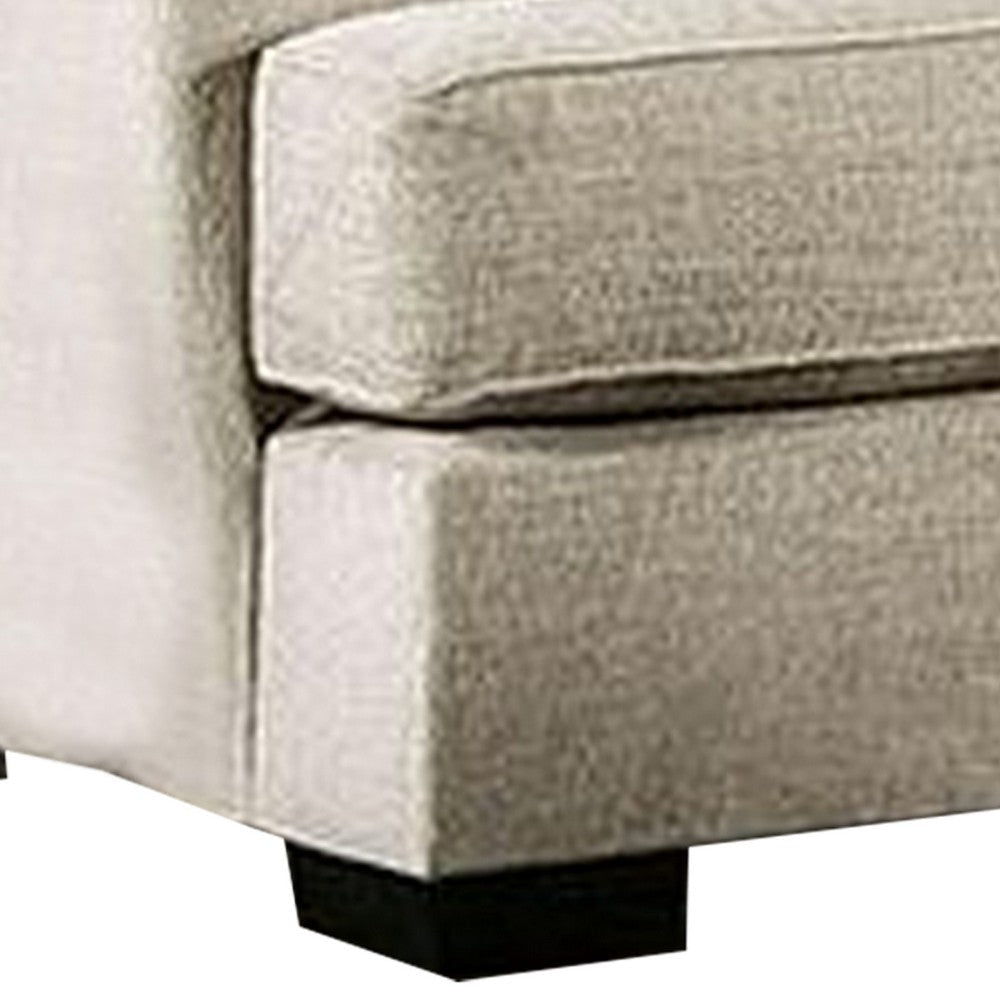 Loy 101 Inch Sofa 5 Throw Pillows Cushioned Seat Gray Beige Upholstery By Casagear Home BM311107