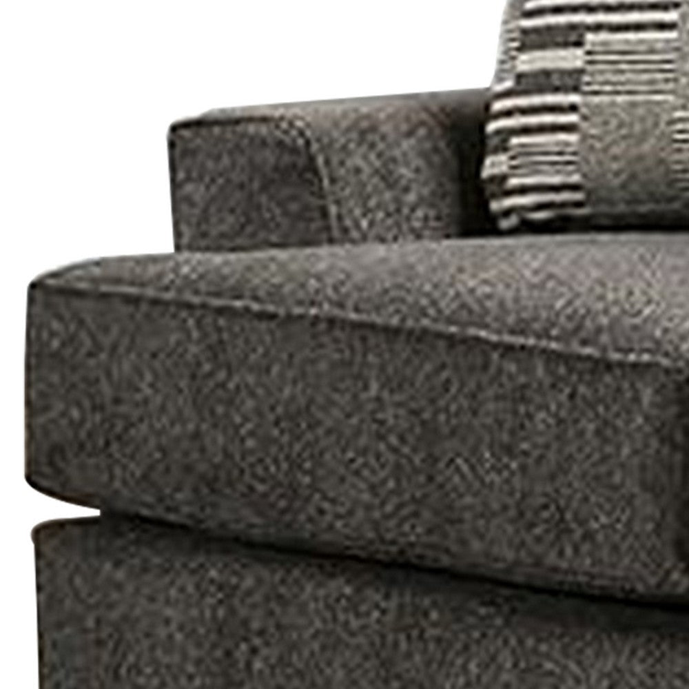 Loy 75 Inch Loveseat 3 Throw Pillows Cushioned Gray Taupe Upholstery By Casagear Home BM311108