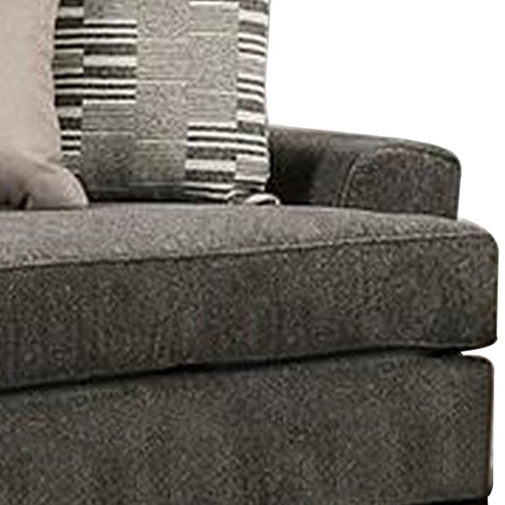 Loy 101 Inch Sofa 5 Throw Pillows Cushioned Seat Gray Taupe Upholstery By Casagear Home BM311109