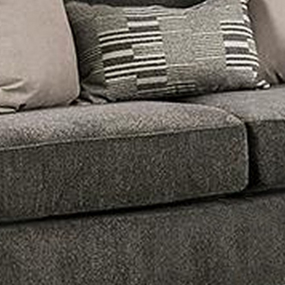 Loy 101 Inch Sofa 5 Throw Pillows Cushioned Seat Gray Taupe Upholstery By Casagear Home BM311109