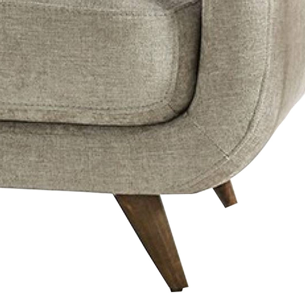 Ele 38 Inch Accent Chair Modern Style Biscuit Tufted Back Beige Fabric By Casagear Home BM311110