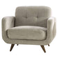 Ele 38 Inch Accent Chair Modern Style Biscuit Tufted Back Beige Fabric By Casagear Home BM311110