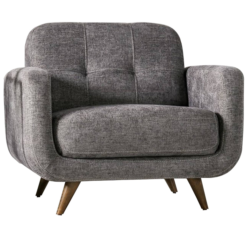 Ele 38 Inch Accent Chair Modern Style Biscuit Tufted Back Gray Fabric By Casagear Home BM311111