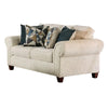 Due 72 Inch Loveseat, Rolled Arms and 4 Accent Pillows, Beige Chenille By Casagear Home