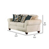 Due 72 Inch Loveseat Rolled Arms and 4 Accent Pillows Beige Chenille By Casagear Home BM311113