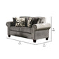 Due 72 Inch Loveseat Rolled Arms and 4 Accent Pillows Gray Chenille By Casagear Home BM311115