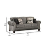 Due 91 Inch Sofa Rolled Arms 4 Accent Pillows Gray Chenille Upholstery By Casagear Home BM311116