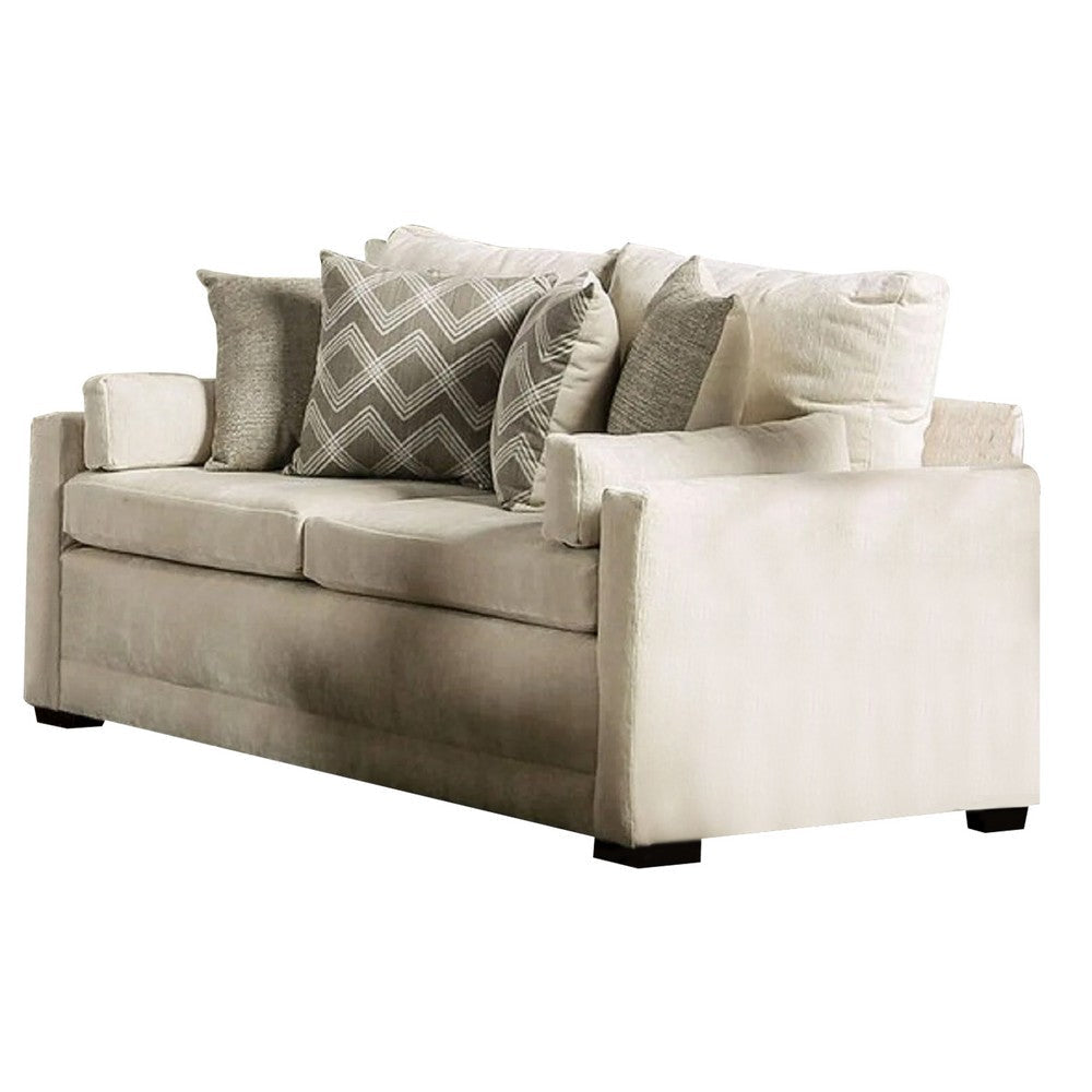 Api 68 Inch Loveseat, Track Arms, Plush Cushioned, Beige Upholstery By Casagear Home