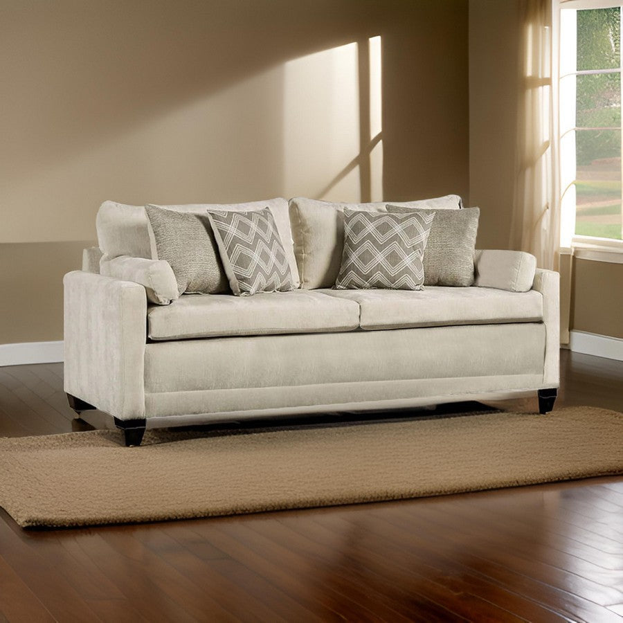 Api 87 Inch Sofa Track Arms Plush Cushioned Beige Chenille Upholstery By Casagear Home BM311118